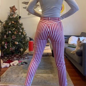 Candy striped cigarette pants